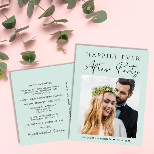 Chic Photo Mint Wedding Reception Announcement Postcard
