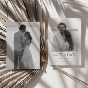 Chic Photo Noir & Blanc Texte Or Save the Date