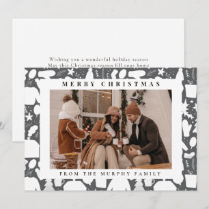 Chic Photo portrait White Winter Family Christmas Holiday Card