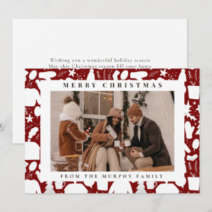Chic Photo portrait White Winter Family Christmas Holiday Card
