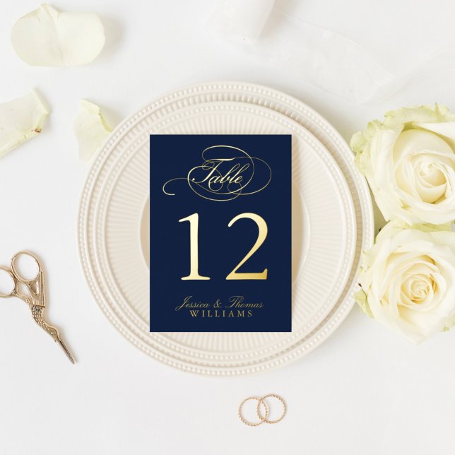 Chic Photo Real Foil Pressed Table Number Cards (Creator Uploaded)