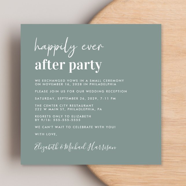 Chic Photo Sage Green Wedding Reception Invitation (Creator Uploaded)
