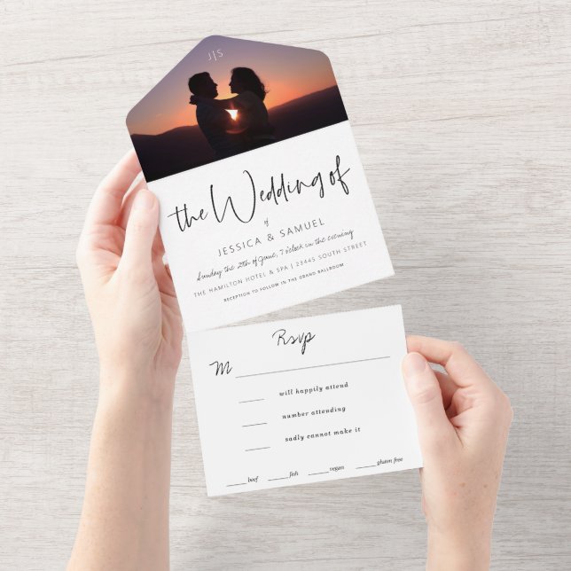 Chic Photo Wedding All In One Invitation (Tearaway)