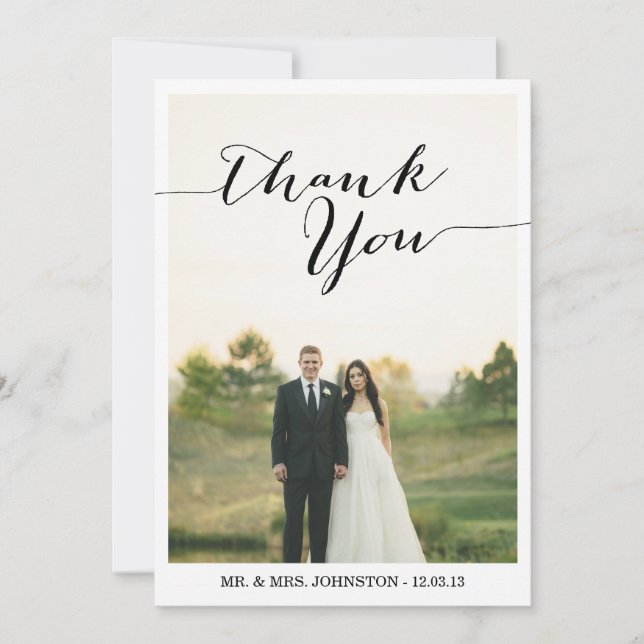 Chic Photo Wedding Thank You Cards (Front)