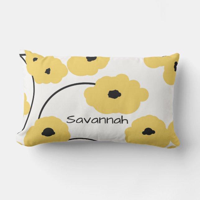CHIC PILLOW_MOD YELLOW & BLACK POPPIES OUTDOOR PILLOW (Front)