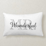 CHIC PILLOW_"MR. WONDERFUL" LUMBAR PILLOW<br><div class="desc">"MR. WONDERFUL" GRAY AND BLACK TEXT ON WHITE BACKGROUND</div>