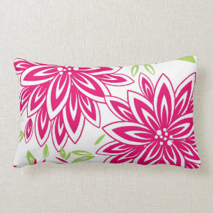 CHIC PILLOW_PRETTY 561 HOT PINK/GREEN FLORAL LUMBAR PILLOW