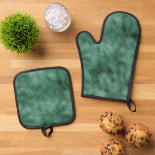 Chic Pine Teal Green Oven Mitt & Pot Holder Set
