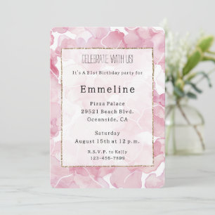 Chic Pink Abstract Birthday Invitation