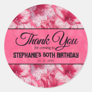 Chic Pink Amaryllis 30Th Birthday Modern Classic Round Sticker