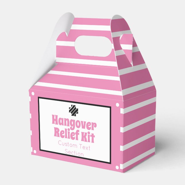 Chic Pink and Black Hangover Relief Kit Favor Box (Front Side)