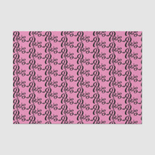 Chic Pink and Black Paris Typography Pattern Tissue Paper