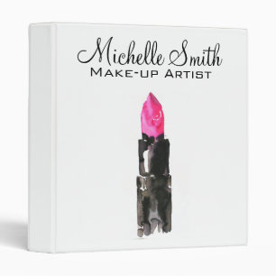 Chic pink and black watercolor lipstick Makeup Binder