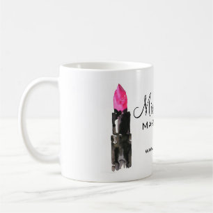 Chic pink and black watercolor lipstick Makeup  Coffee Mug