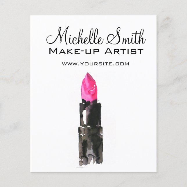 Chic pink and black watercolor lipstick Makeup  Flyer (Front)