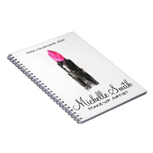 Chic pink and black watercolor lipstick Makeup  Notebook