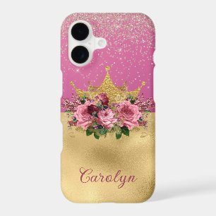 Chic Pink and Gold Floral Crown