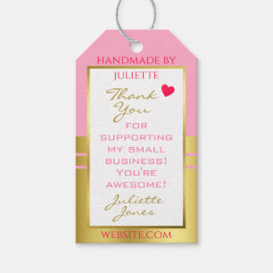 Chic Pink and Gold Frame Pretty Marketing Supplies Gift Tags