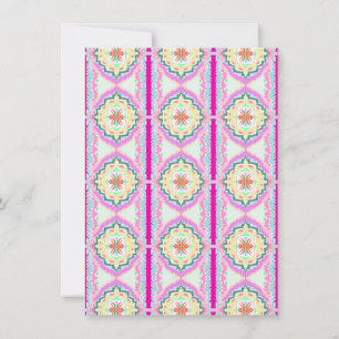 Chic Pink and Gold Geometric Floral Pattern Card