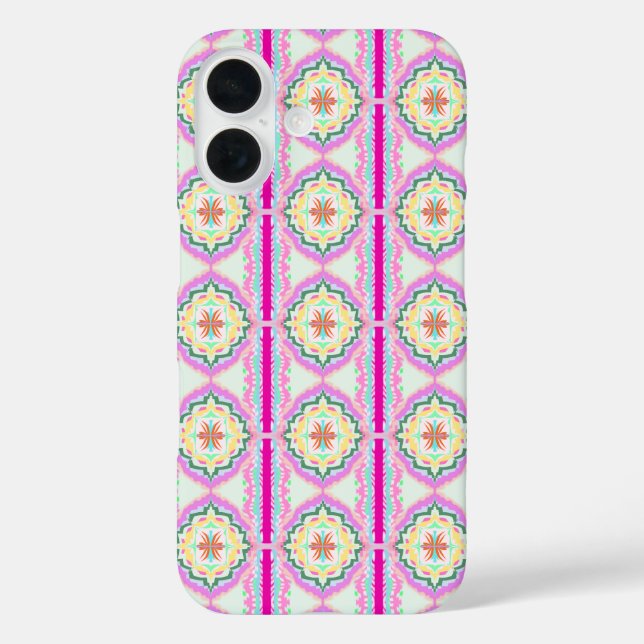 Chic Pink and Gold Geometric Floral Pattern Case-Mate iPhone Case (Back)