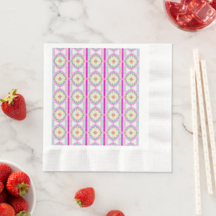 Chic Pink and Gold Geometric Floral Pattern Napkin