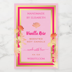 Chic Pink and Gold Product Packaging Labels Floral