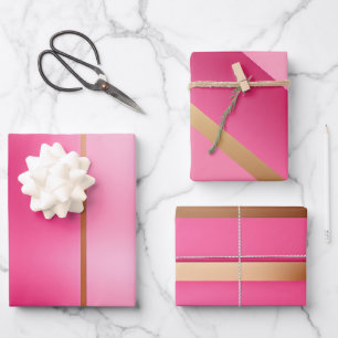 Chic Pink and Gold Wrapping Paper Sheet