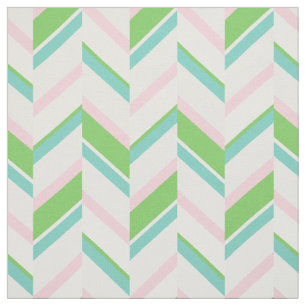 Chic pink and green geometric chevron pattern fabric