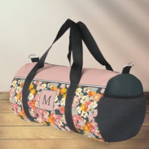 Chic Pink and Grey Floral Monogram Initial