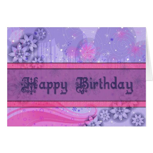 Chic Pink and Purple Happy Birthday Card | Zazzle