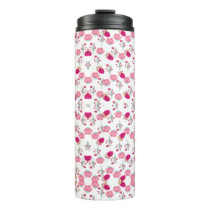 Chic pink and red Floral print seamless pattern Thermal Tumbler