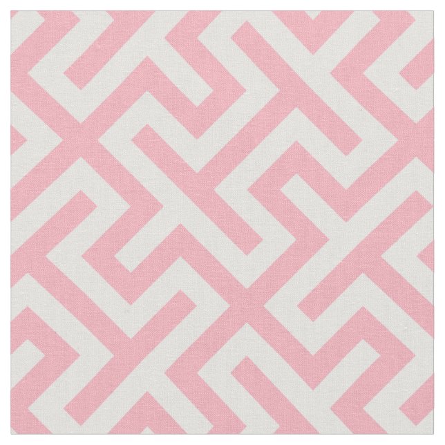 Chic pink and white abstract geometric pattern fabric (Close Up)