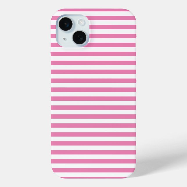 Chic Pink and White Striped  Case-Mate iPhone Case (Back)