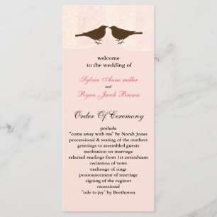 Chic pink bird cage, love birds wedding programs