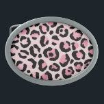 Chic Pink Black Leopard Print Belt Buckle<br><div class="desc">Chic belt buckle with a trendy leopard print in pink and black on a blush pink backdrop.</div>