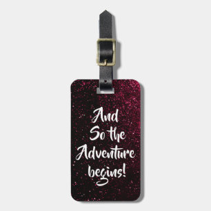 Chic Pink & Black Night Sky   Personalized Travel Luggage Tag
