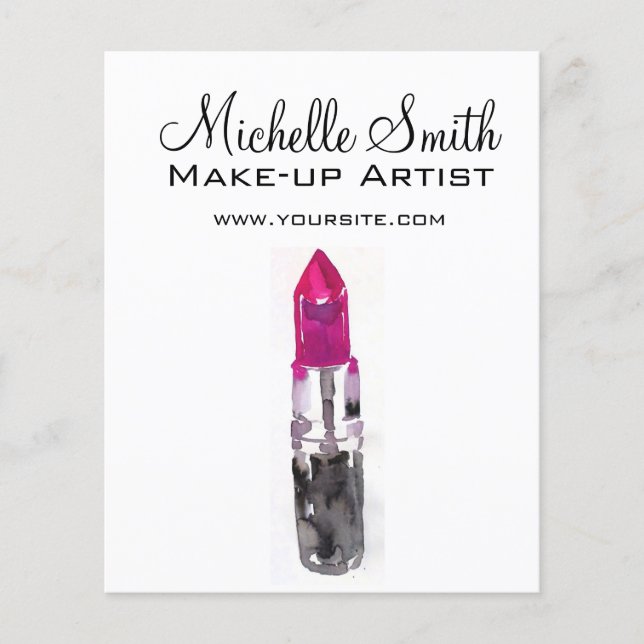 Chic pink black silver watercolor lipstick Makeup  Flyer (Front)