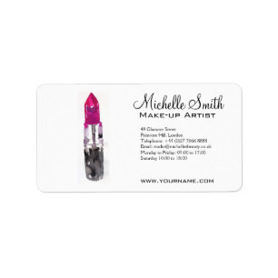 Chic pink black silver watercolor lipstick Makeup Label