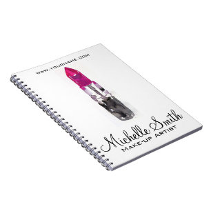 Chic pink black silver watercolor lipstick Makeup Notebook