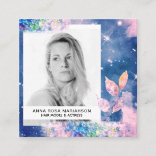 *~* Chic Pink Blue Hair Model Actress PHOTO Stars Square Business Card