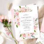 Chic Pink, Blush and Rose Gold Floral Wedding Invitation<br><div class="desc">Delight your guests with this beautiful wedding invitation design full of elegance and grace with an exquisite floral frame showcasing your wedding details, and delicate watercolor stains cascading behind. Option to change "together with their parents" to "together with their families", "together with great joy" or "together with great pleasure". Ability...</div>