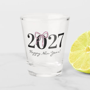 Chic Pink Bow 2027 New Year Party  Shot Glass