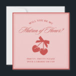 Chic Pink Bow Cherry Matron of Honour Proposal Car Invitation<br><div class="desc">Trendy,  sweet,  and utterly charming! Ask your besties to join your bridal party with this adorable card featuring a cute cherry graphic and a heartfelt message. Perfect for adding a touch of fun and elegance to your matron of honour proposal.</div>