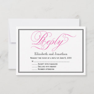 Chic Pink Calligraphy Script Wedding Reply Card