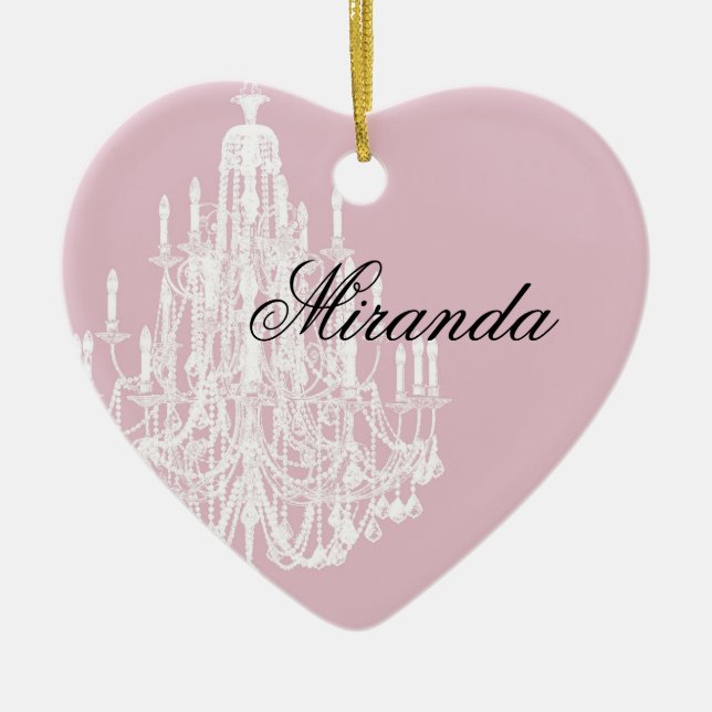 Chic Pink Chandelier Ceramic Ornament (Front)