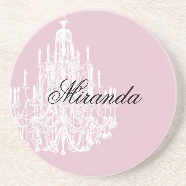 Chic Pink Chandelier Coaster (Front)