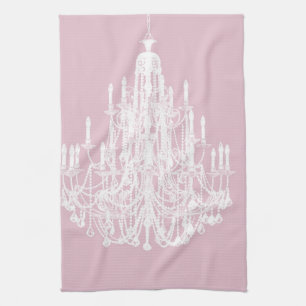 Chic Pink Chandelier Kitchen Towel