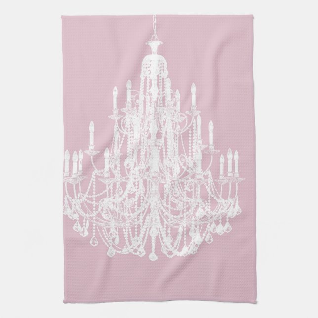 Chic Pink Chandelier Kitchen Towel (Vertical)