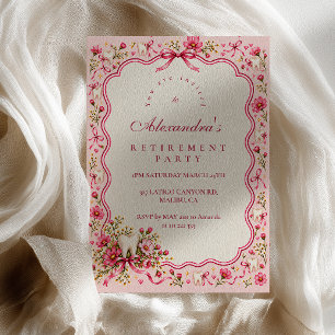 Chic Pink Coquette Bow Dental Retirement Invitation