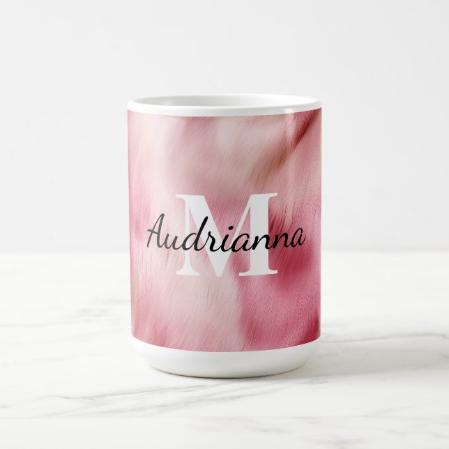 Chic Pink Cowgirl Cowhide Monogram Coffee Mug (Center)